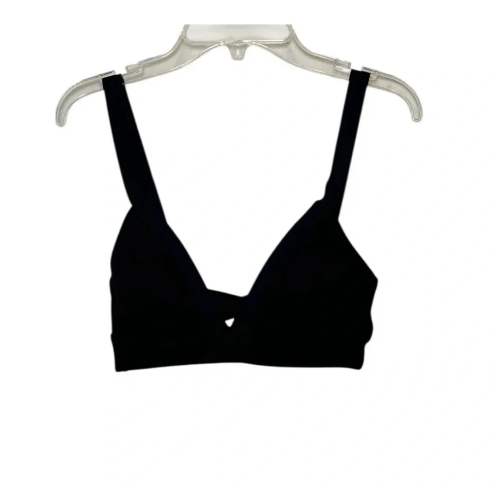 L Space Revolve Vera Bikini Top Black Women's Size Small Ribbed Texture